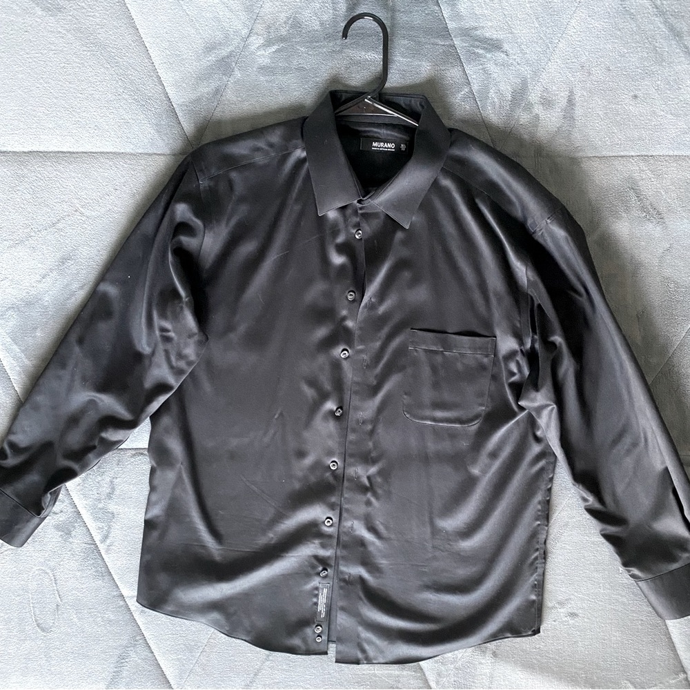 Murano Men’s Black Button Up Dress Shirt, Size 16 1/2 - 33